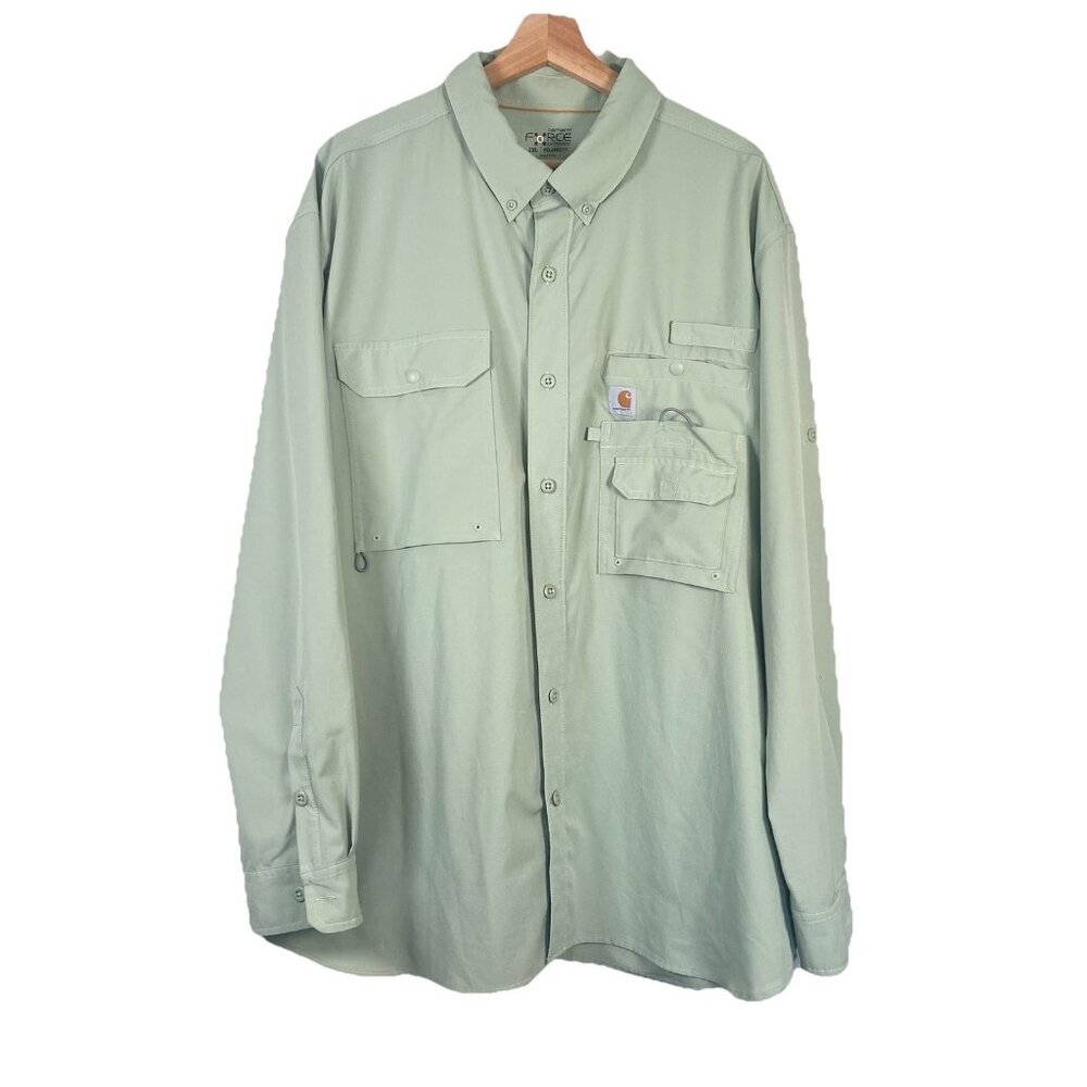 Carhartt Men's Force‎ Relaxed Fit Long-Sleeve Pocket Button Down Shirt Size 2XL